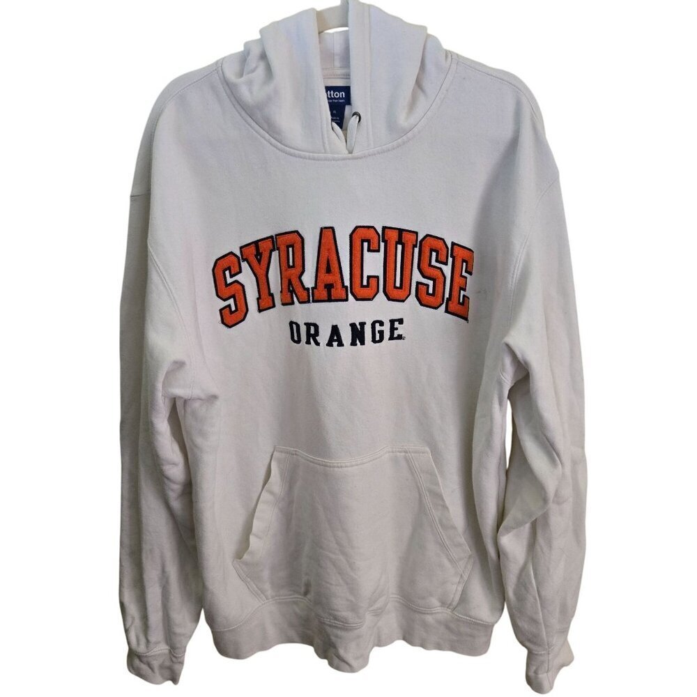 Big Cotton Syracuse Orange Vintage White Hoodie Sweatshirt Size XL